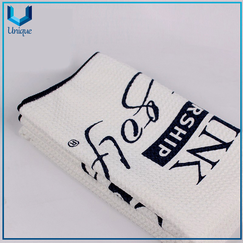 Printing Logo White Golf Towel, Customize Logo Sport Waffle Microfiber Sport Towel Buy